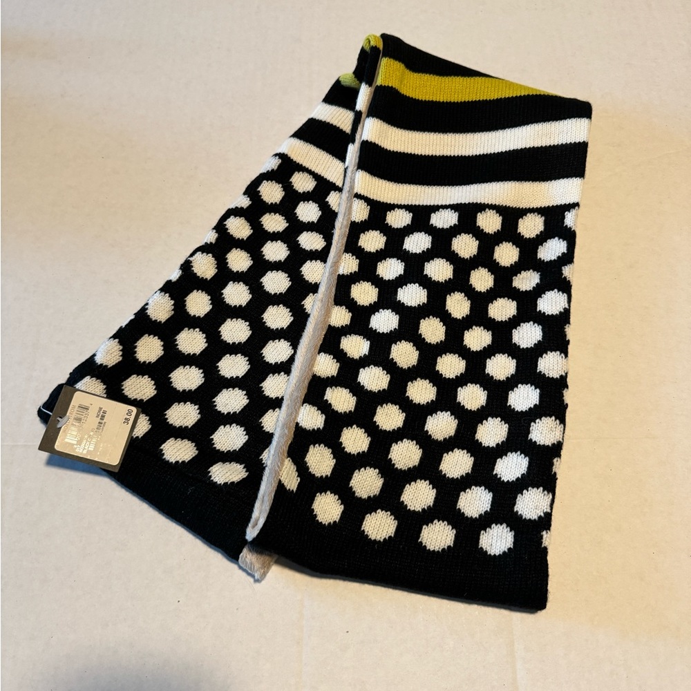 Nordstrom Infinity Scarf Black White Lime Polka Dot and Stripw
